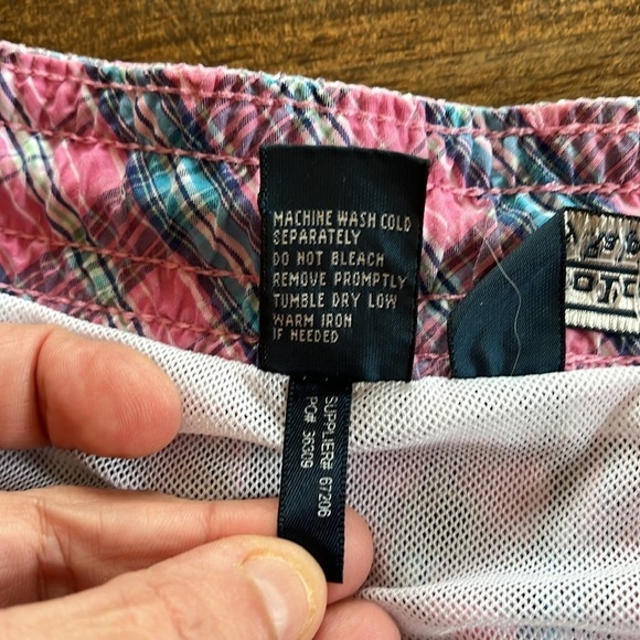 Polo Ralph Lauren Mesh Lined Elastic Waist Swim Bottom Pink Plaid Mens XXL - Picture 10 of 11